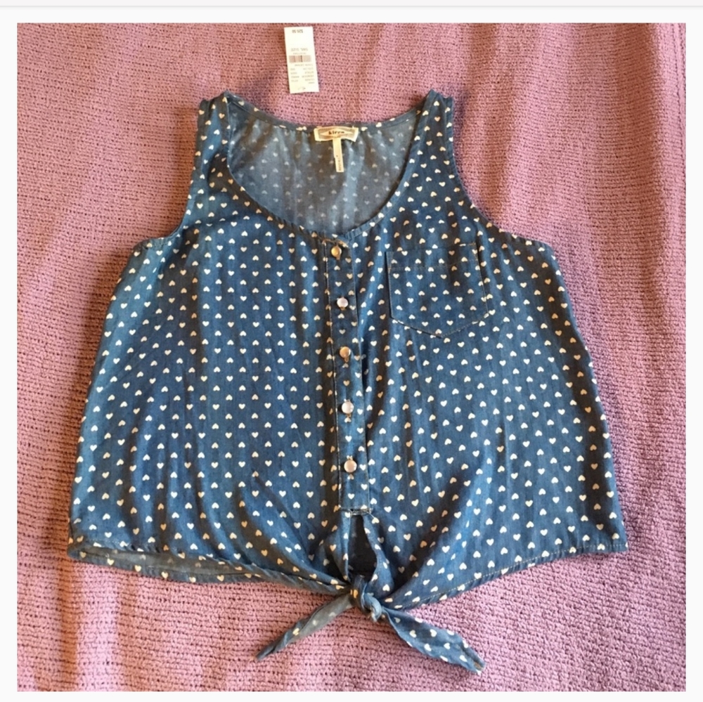 Pacsun Kirra Heart Print Jean Tank Top